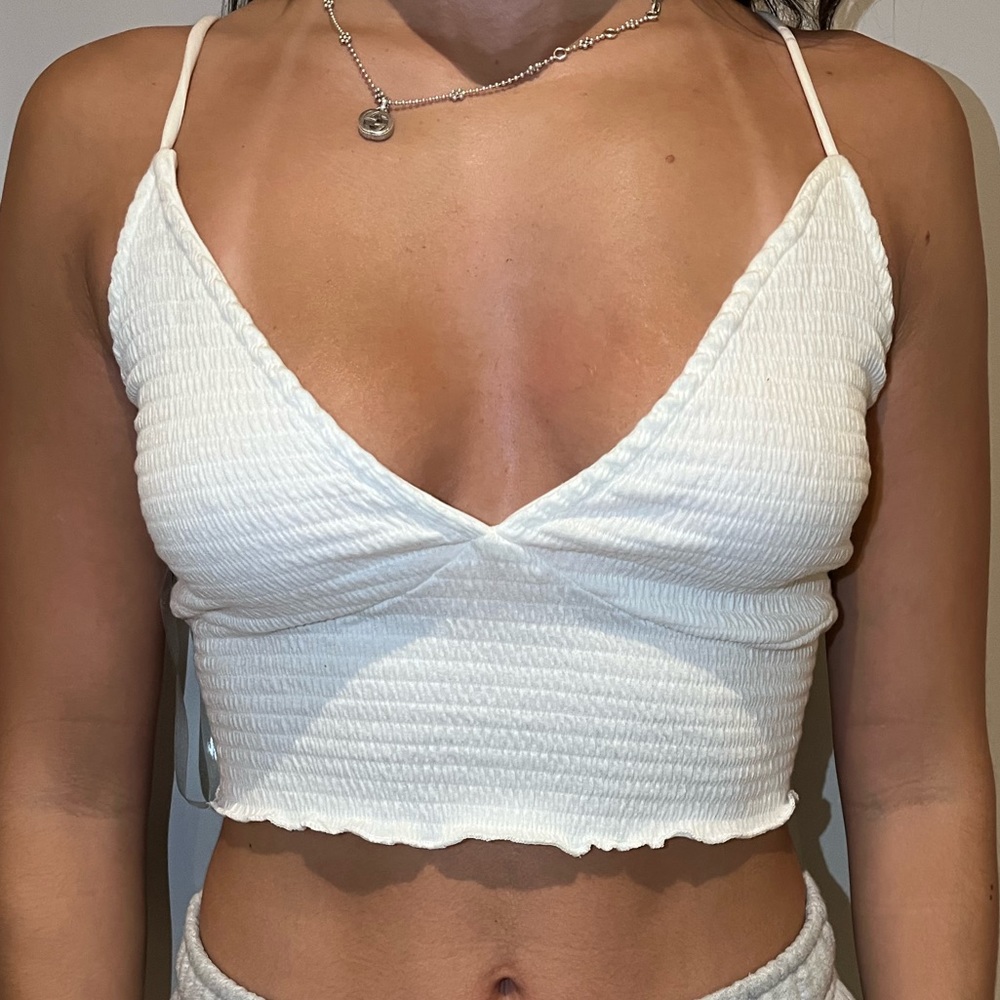 Windsor White Textured Crop Top